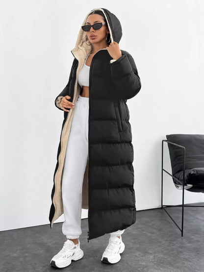 Quilted Hooded Longline Puffer Coat