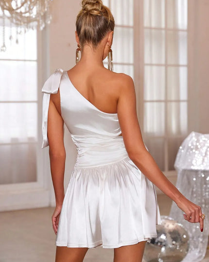 Tied Cutout Single Shoulder Mini Dress 