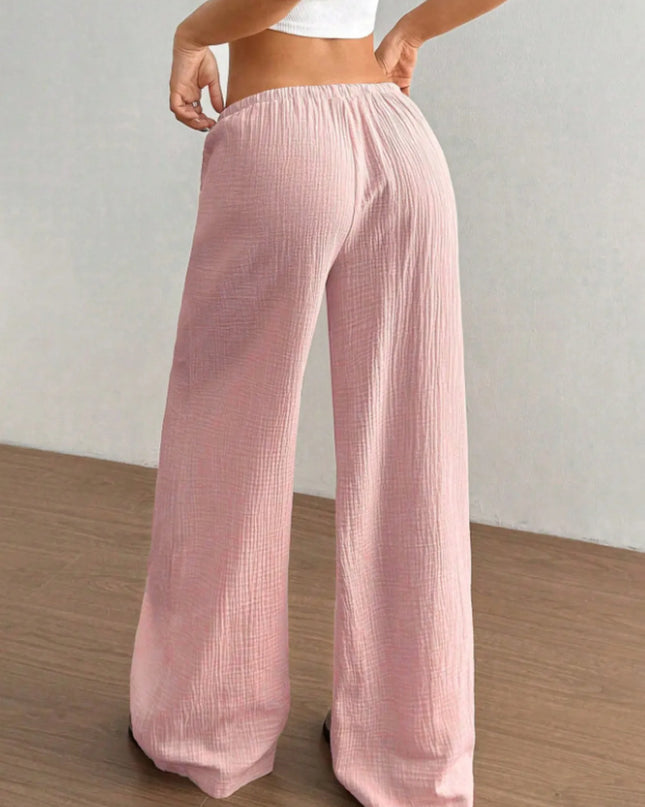 Wide Leg Drawstring Casual Pants