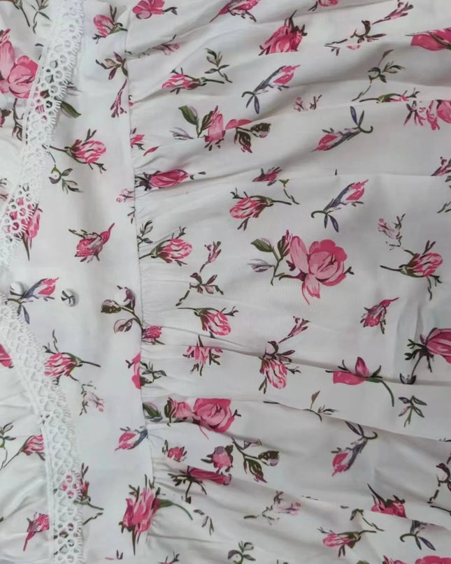 Full Size Floral V-Neck Long Sleeve Mini Dress Plus Size