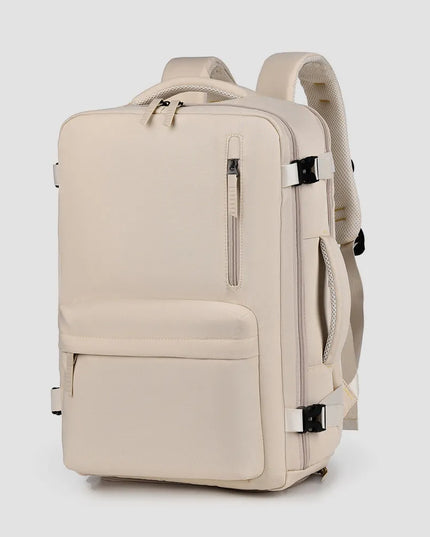 Oxford Cloth Side Pockets Backpack Bag with Handles Beige One Size