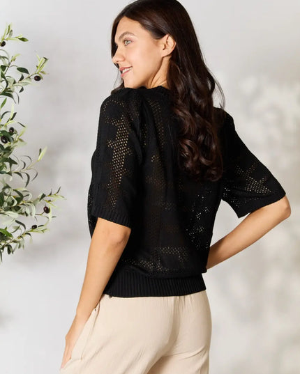 Mandy Ribbed Trim Round Neck Knit Top