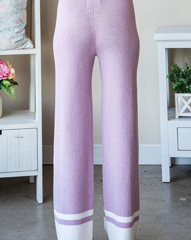 First Love Contrast Ribbed Knit Pants