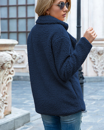 Ivy Lane Full Size Lapel Collar Sherpa Coat