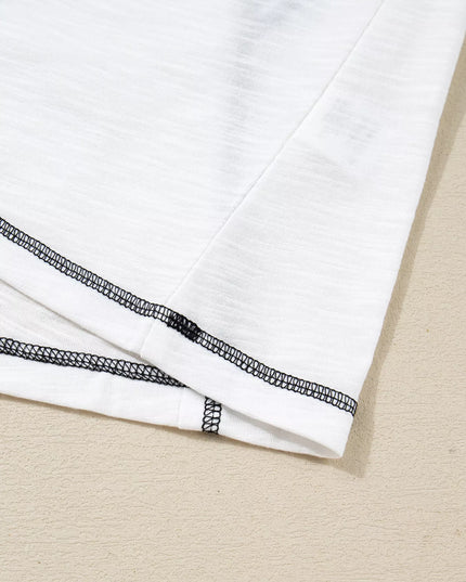 Color Block Textured Knit Patchwork Casual Top