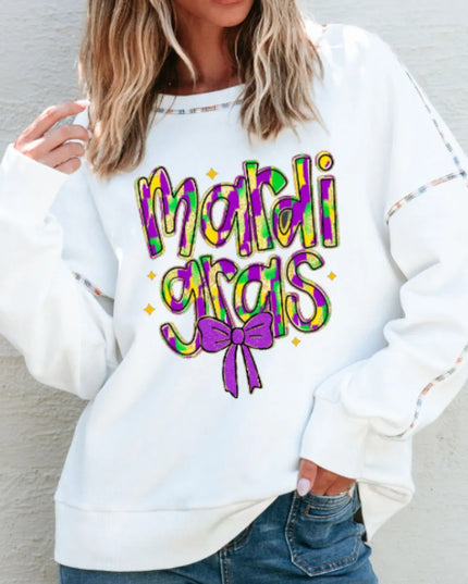 MARDI GRAS Round Neck Long Sleeve Sweatshirt
