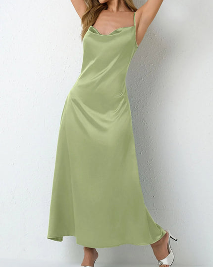 Satin Cowl Neck Cami Dress