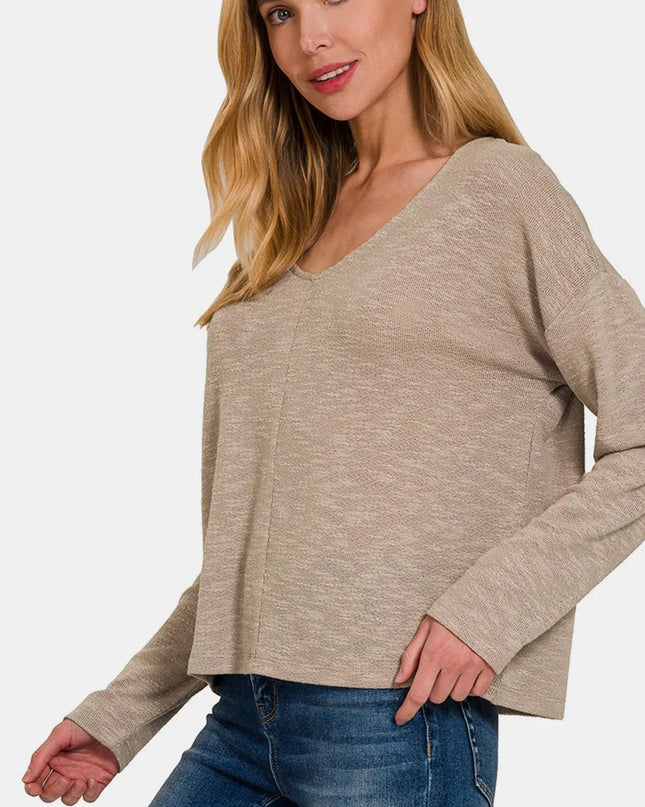 Zenana Dropped Shoulder Long Sleeve T-Shirt