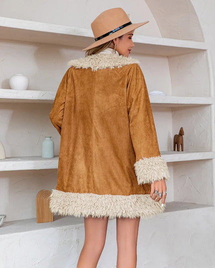 Fuzzy Open Front Long Sleeve Outerwear