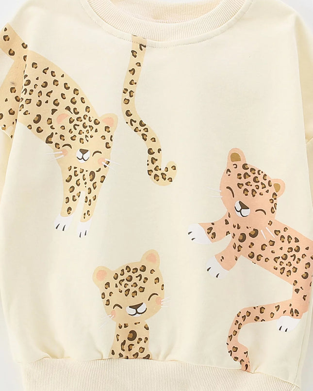 Children's Leopard Print Sweatshirt and Pants Set