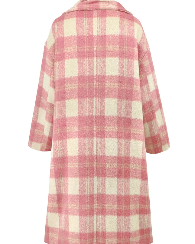 Plaid Button Up Long Sleeve Coat