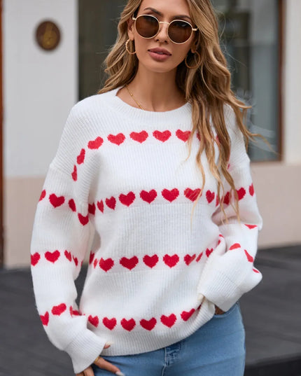 Angel Wings Heart Round Neck Long Sleeve Sweater