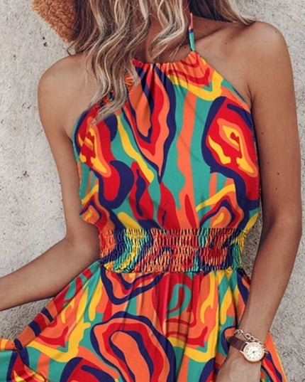 Paisley Print Halter Neck Mini Dress