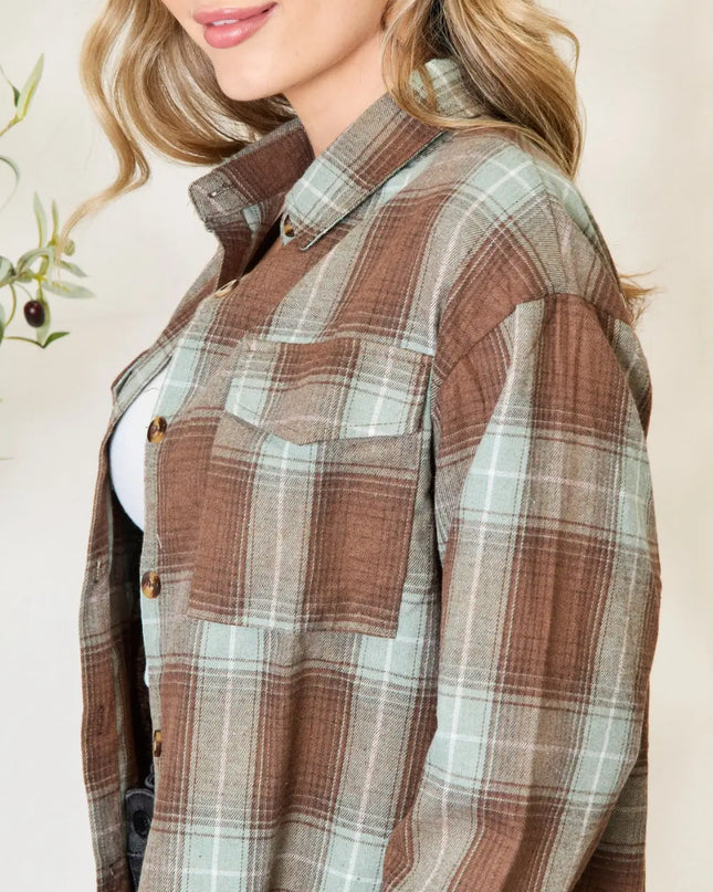Mandy Plaid Dropped Shoulder Shirt