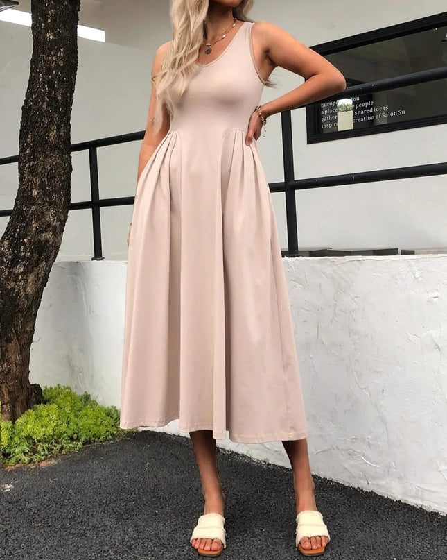 V-Neck Midi Tank Dress
