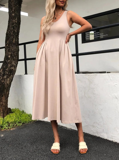 V-Neck Midi Tank Dress