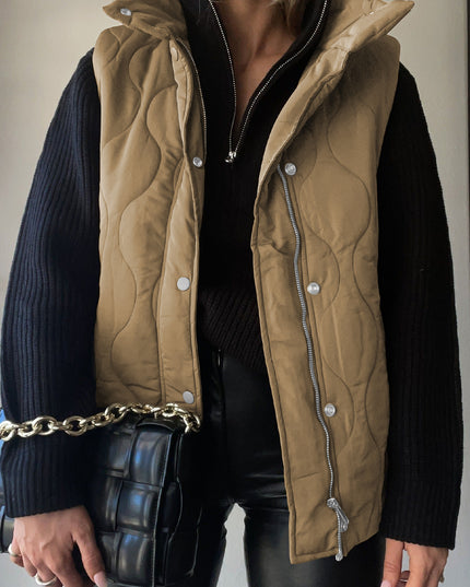 Collared Neck Vest with Pockets