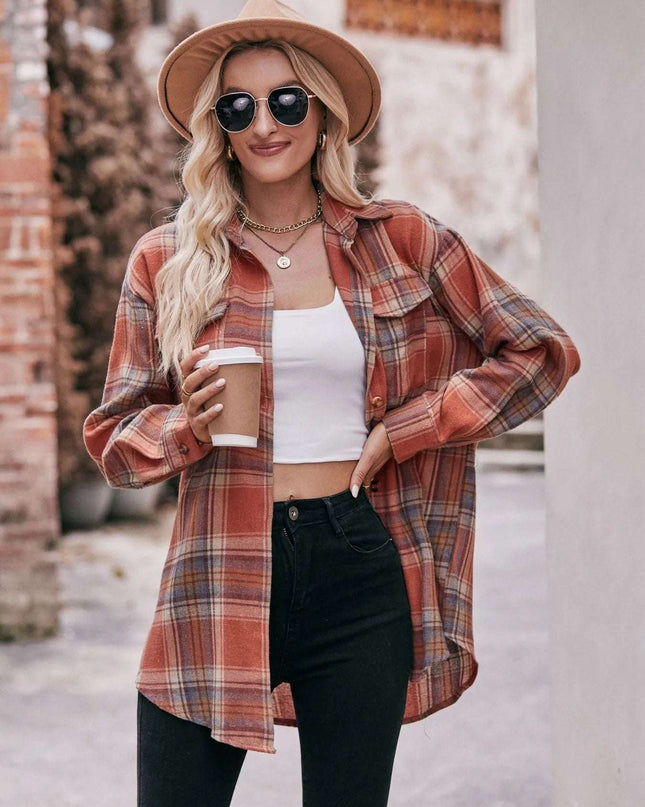 Plaid Button-Down Long Sleeve Shirt