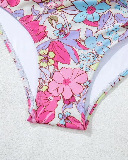 Floral Ruffle Trim Tummy Control One Piece Swimsuit 