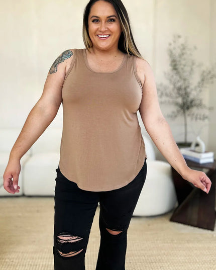 Basic Bae Full Size Round Neck Curved Hem Tank