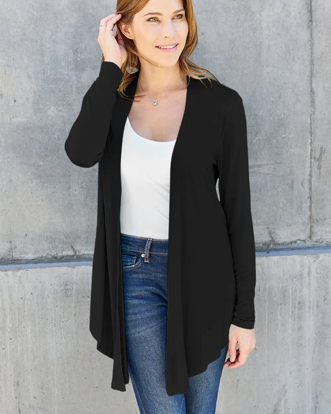 Basic Bae Full Size Open Front Long Sleeve Cardigan Black