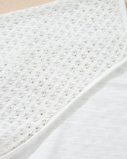 Openwork High Low Hem V Neck Oversized Top