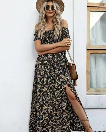 Full Size Slit Off-Shoulder Floral Midi Dress Plus Size