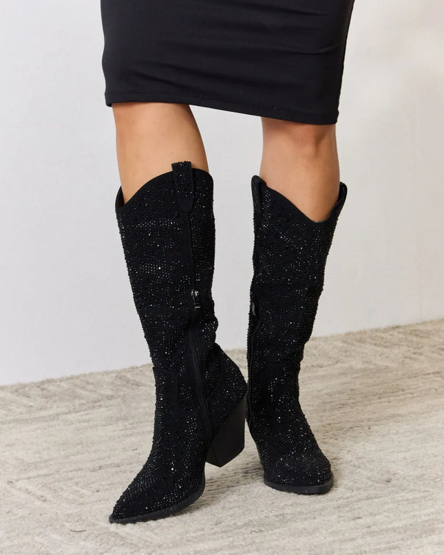 Forever Link Rhinestone Knee High Cowboy Boots