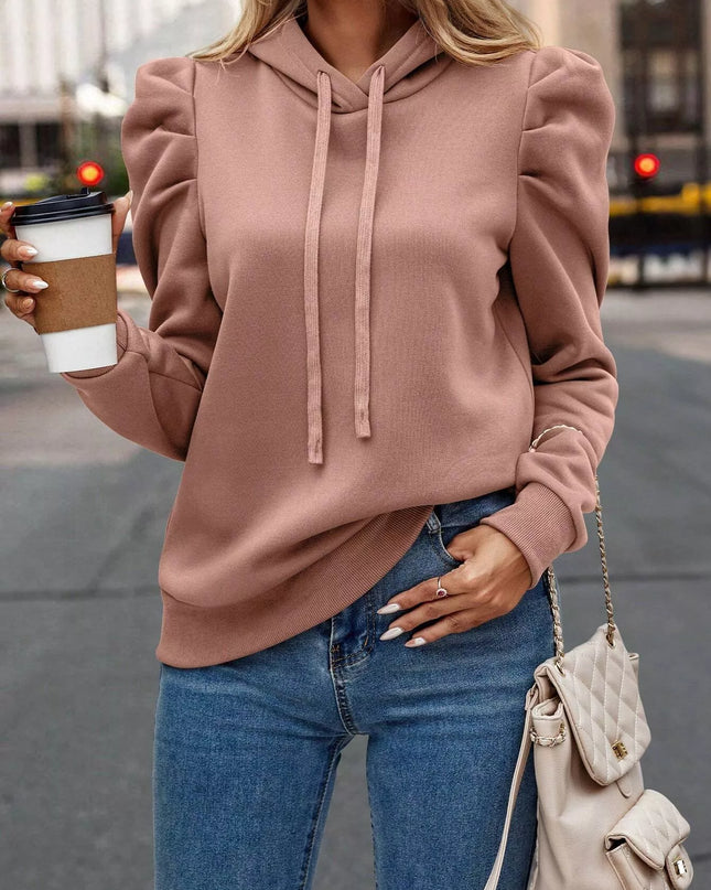 Puff Sleeve Hoodie with Drawstring
