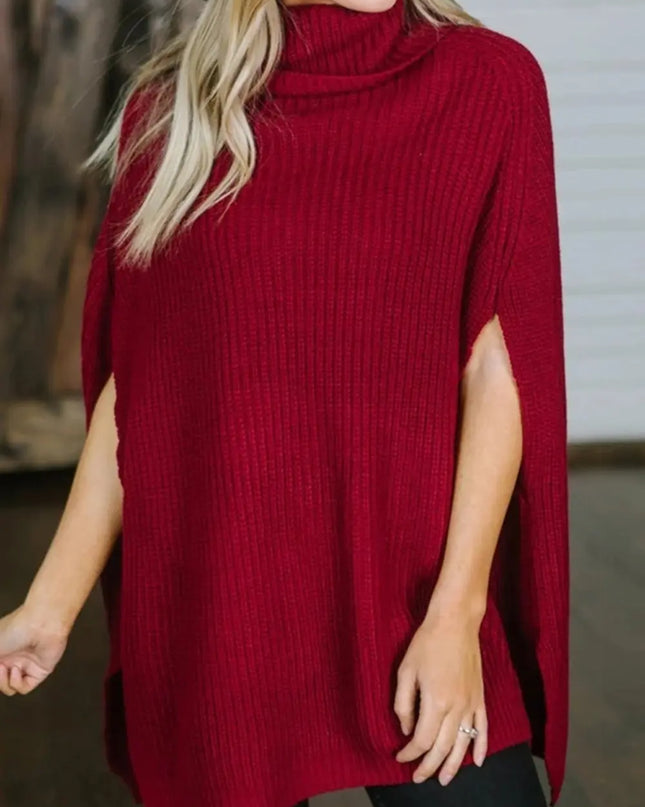 Turtleneck Slit Sweater
