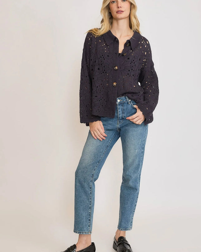 Umgee Hollow Out Button Down Cardigan