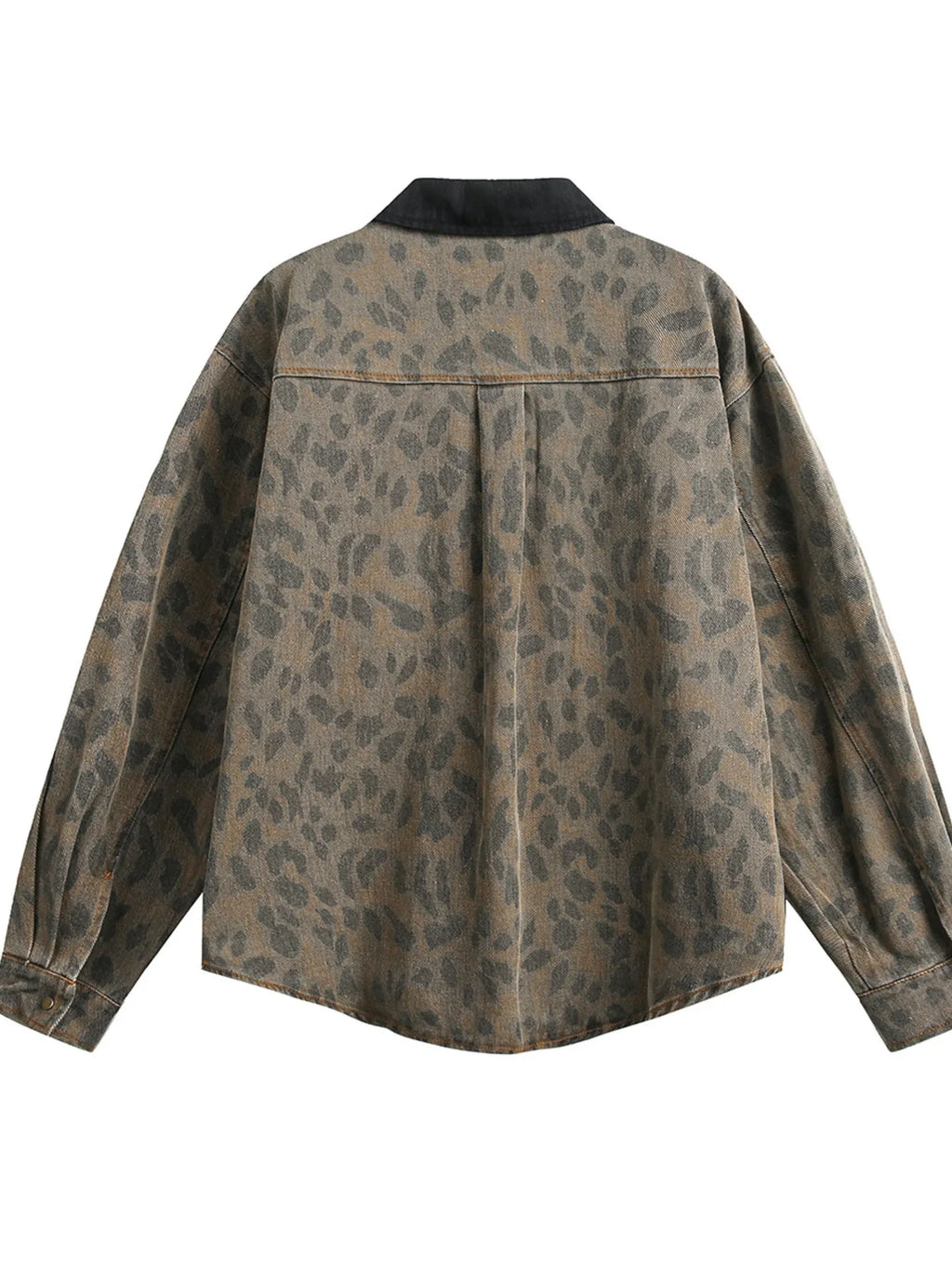 Men's Leopard Button Up Long Sleeve Jacket