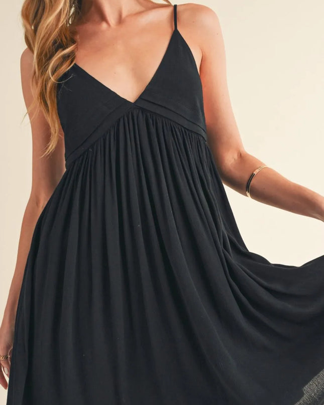 Aemi + Co Ruched Plunge Mini Cami Dress