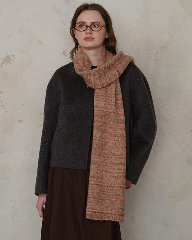 Striped Detail Knit Scarf