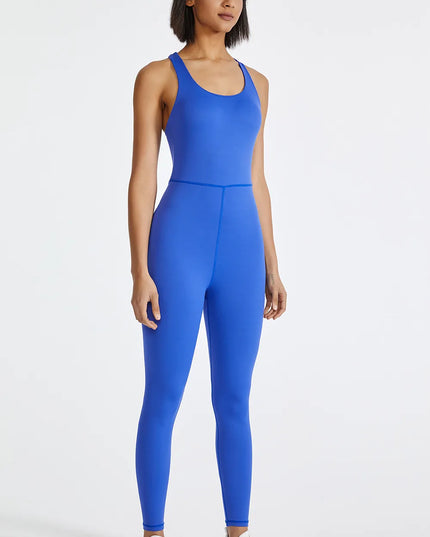 Crisscross Back Wide Strap Active Jumpsuit 