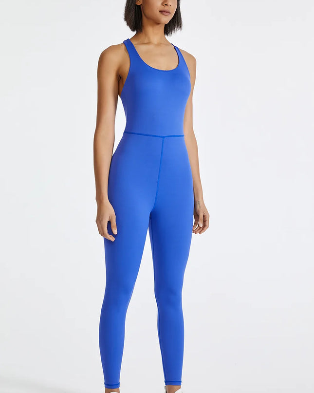 Crisscross Back Wide Strap Active Jumpsuit 