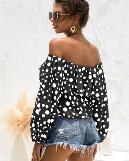 Polka Dot Off-Shoulder Layered Blouse 