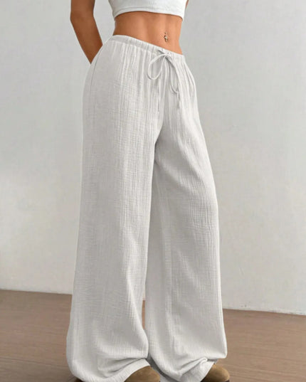 Wide Leg Drawstring Casual Pants