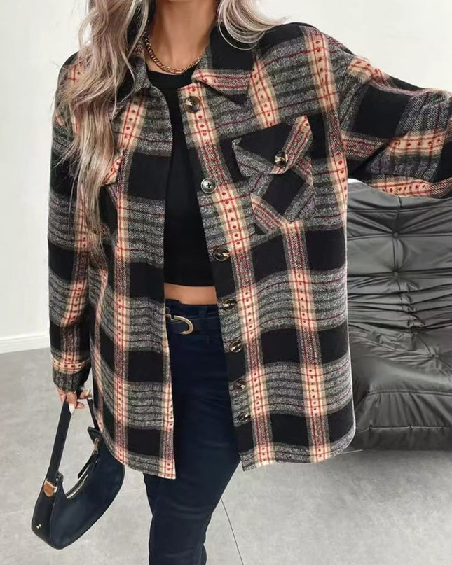Vintage Plaid Button-Up Shacket