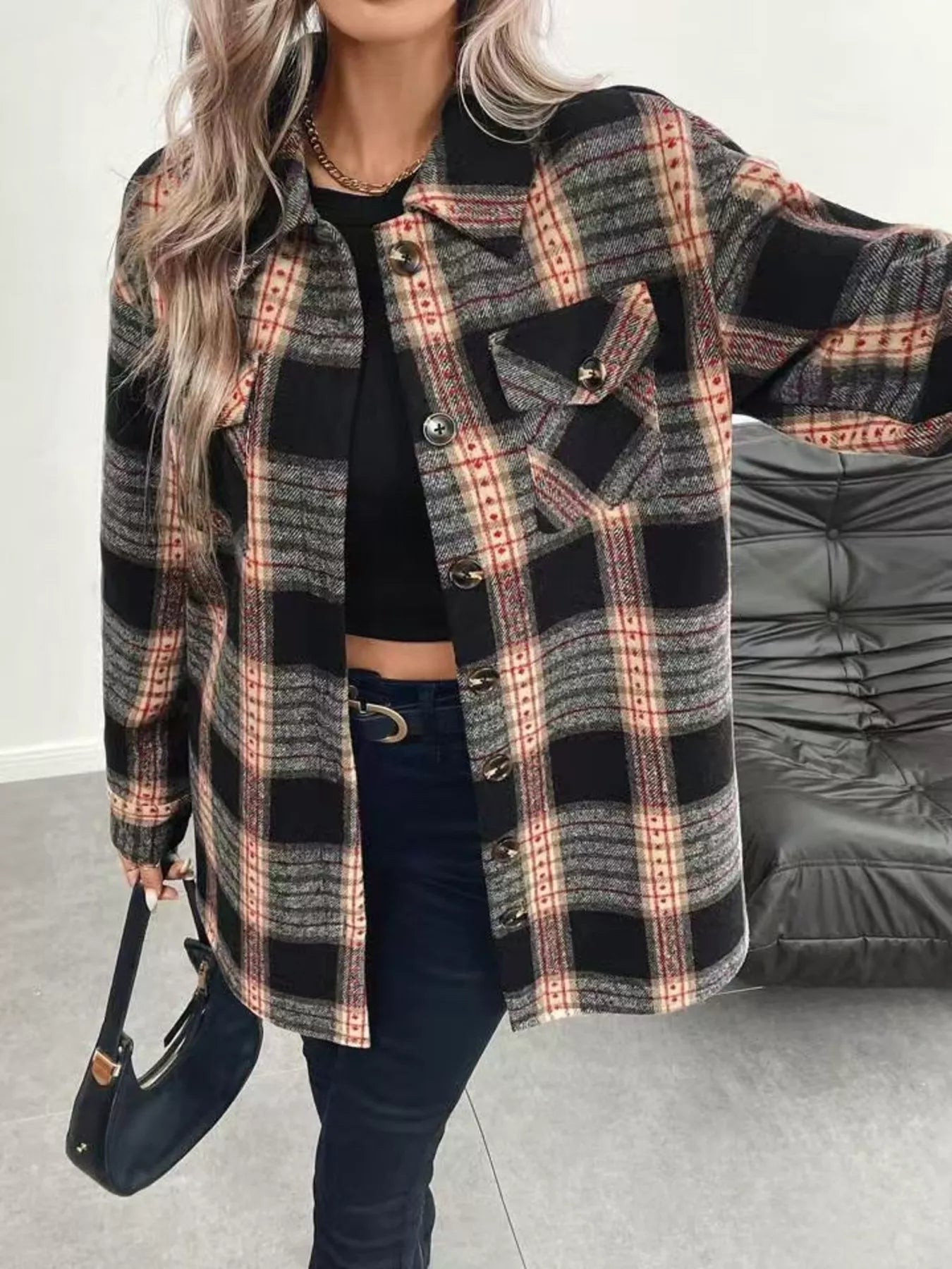 Vintage Plaid Button-Up Shacket