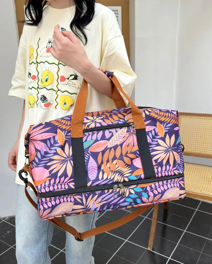 Canvas Printed Travel Bag Heliotrope Purple One Size