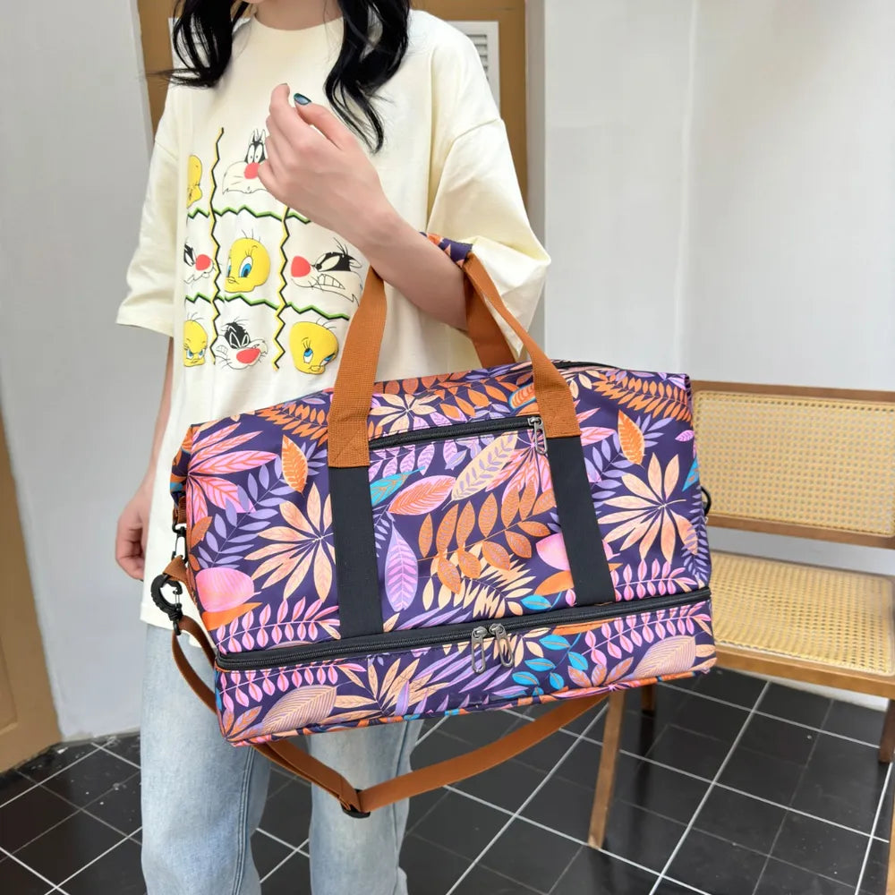 Canvas Printed Travel Bag Heliotrope Purple One Size