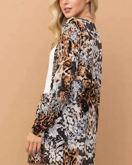 And The Why Animal Print Kimono and Shorts Set