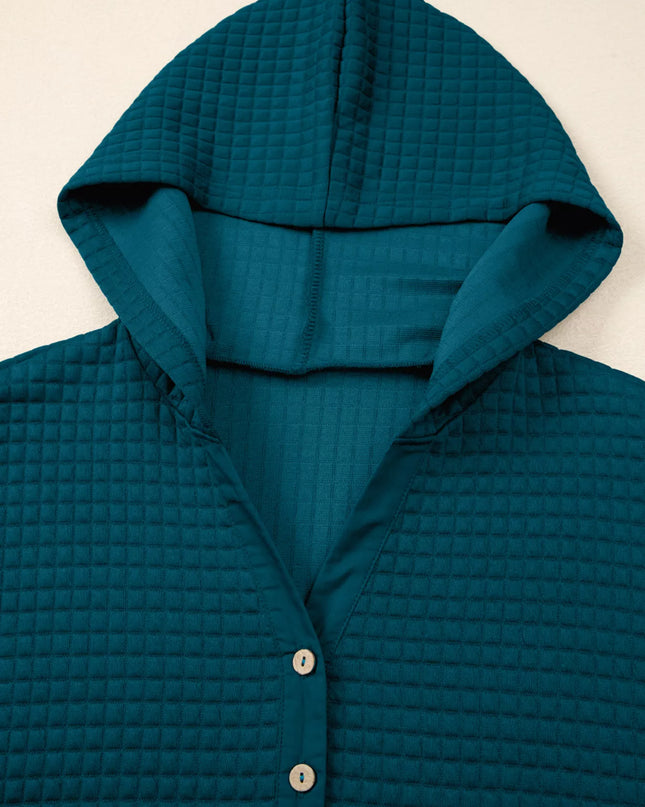 Waffled Textured Raw Edge Patchwork Top and Pants 2pcs Set