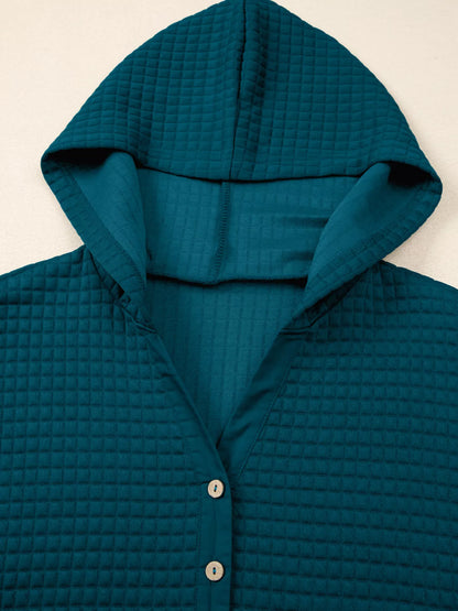 Waffled Textured Raw Edge Patchwork Top and Pants 2pcs Set