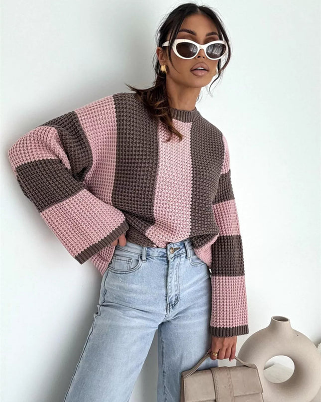 Color Block Long Sleeve Sweater