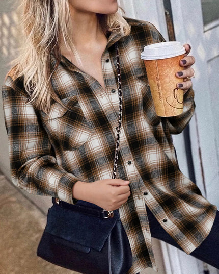 Full Size Plaid Button-Up Long Sleeve Shirt Plus Size