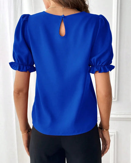 Round Neck Flounce Sleeve Blouse 