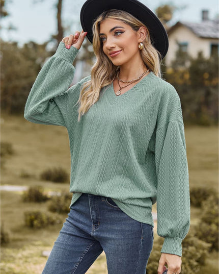 V-Neck Dropped Shoulder Blouse
