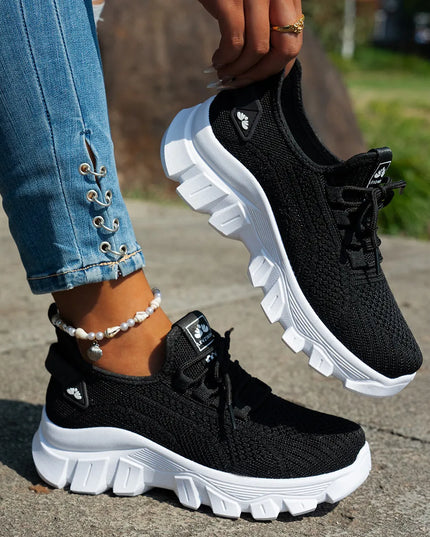 Mesh Lace Up Platform Athletic